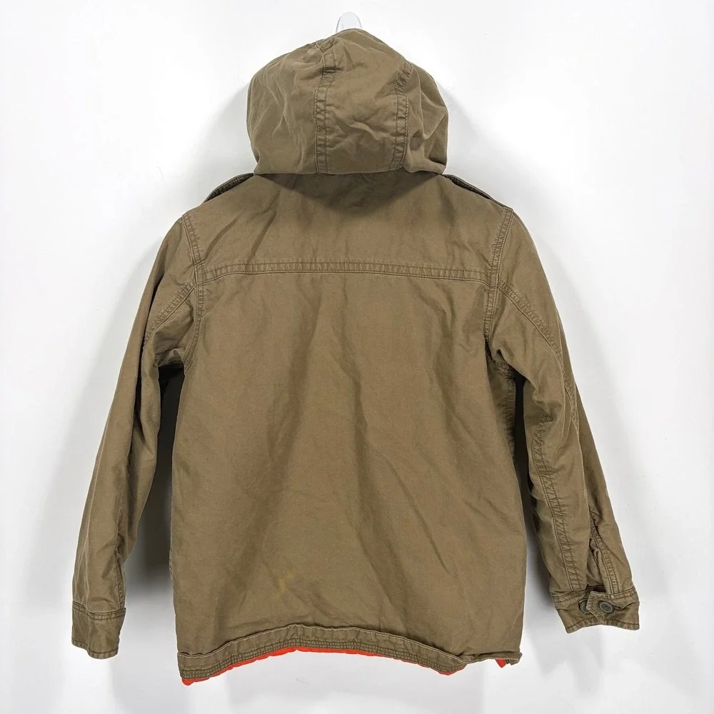 Gap Kids Field Jacket Kids XL 12 Brown Hooded Quilted Utility Military Coat